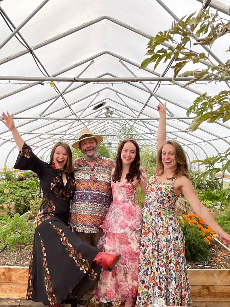 Bride and bridal party in a greenhouse wedding
